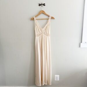 Cottagecore Ethereal Cream Lace Nightgown Maxi